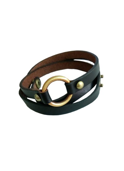 Manufacturer of Black leather spring belt mens 18k rose gold bracelet-mlb10  | Jewelxy - 135285
