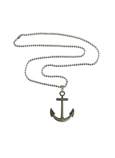 925 Sterling Silver Mens Rudder Anchor Necklace with Mini Black Stone and  Leather Cord » Anitolia