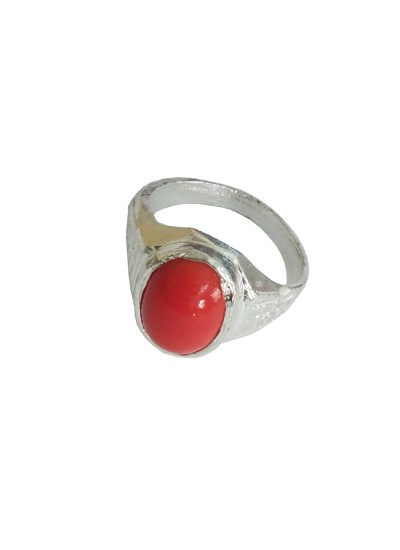 8 Carat Natural Red Coral/Moonga/Munga Gemstone Ring in 925 Sterling Silver  | eBay