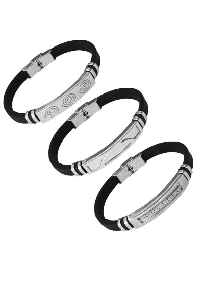 Amazon.com: Sabrina Silver Stainless Steel Snake Bracelet for Men Black  Rubber Accent, 3/8 inch Wide, 8 inch Long: Cuff Bracelets: Clothing, Shoes  & Jewelry