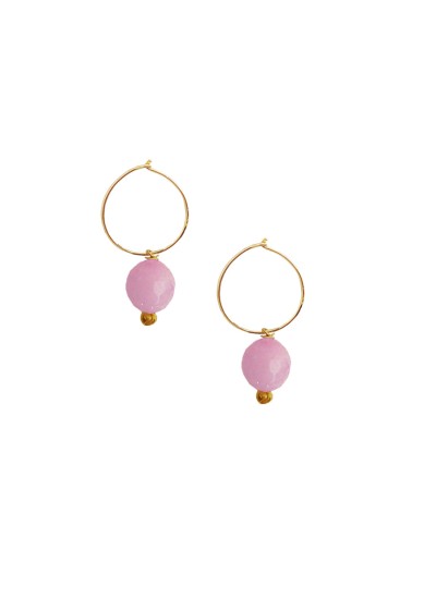 Rose Quartz Stone Bali Earring By Menjewell